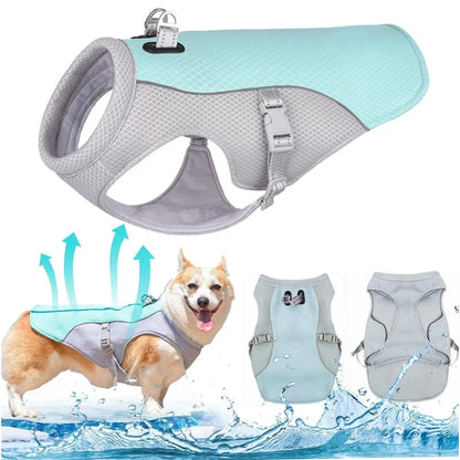 Dog Cooling Vest Dog Harness Cooler Jacket ,Reflective Breathable for Walking Dog Outdoor Camping and Hunting Training