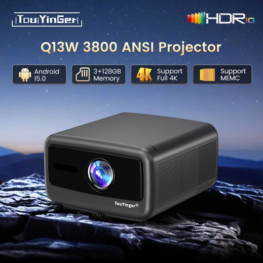 Touyinger Q13W 3800ANSI Full HD 4K Decoder Android 15 Support MEMC Smart TV Home Theater Fully Sealed Optical Projector by PDG ibma