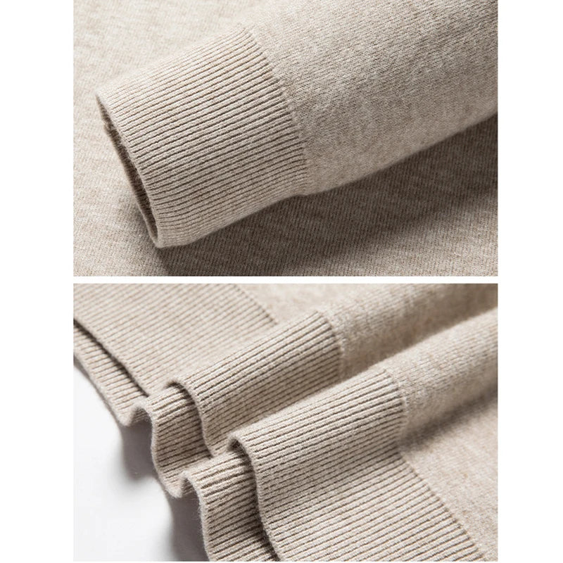 Pull-over noir slim pour homme, col roulé, manches longues, automne-hiver, de bonne qualité.