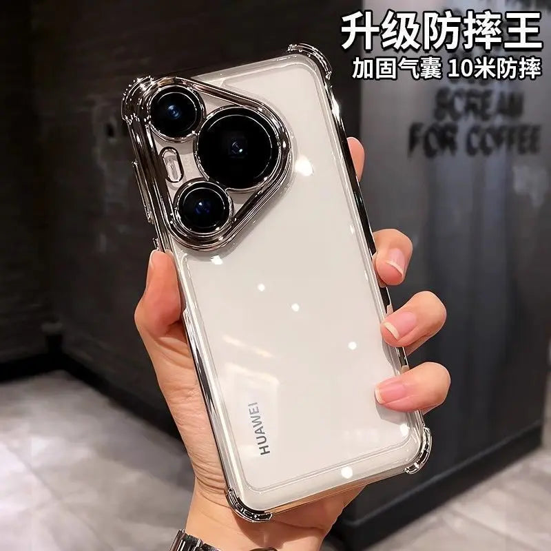 Case For Huawei Pura 80 Ultra 80 Pro plus Luxury Electroplating Transparent Four Corners Shockproof Back Cover For Huawei Pura80