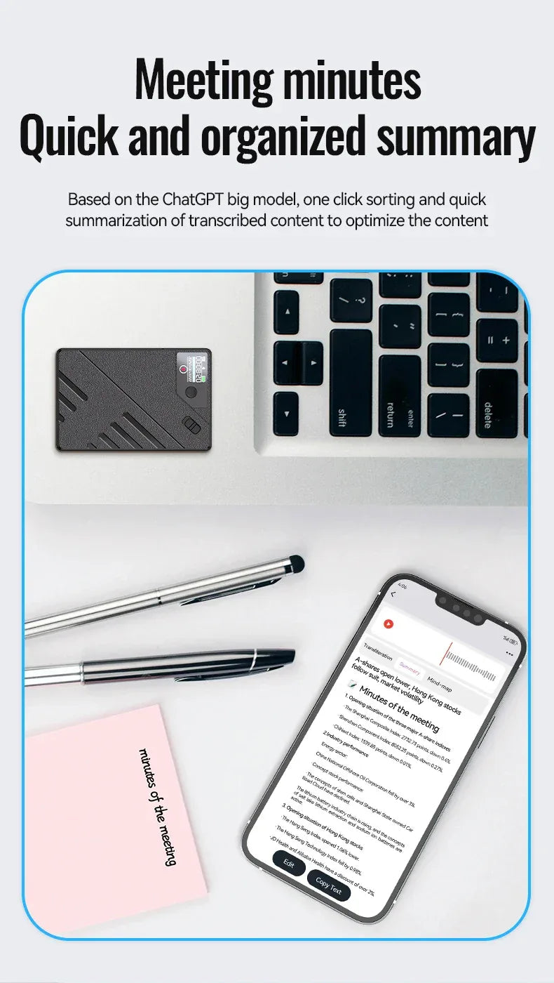AI Voice Recorder GPT Intelligence APP Control Audio Mind Map Real Time Transcription/Summary/Translation Phone Calls Recording