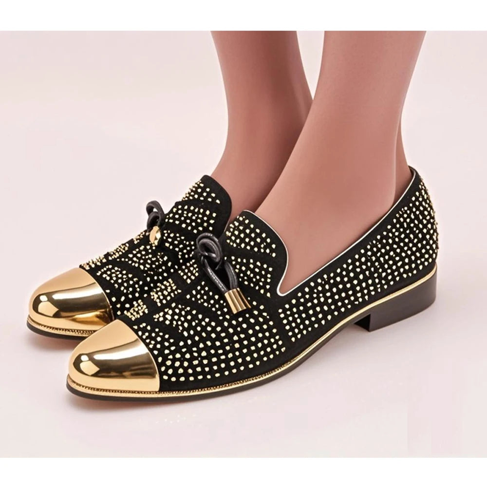 Autumn Metal Soup diamond COW LEATHER Luxurious Commercial affairs Customized Personality Party Socialize Shoes