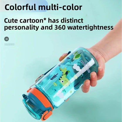 Dinosaur Themed Camping Bottle For Water Drinking Cup With Straw 600ml BPA Free Leakproof Kids Sports Bottle Lightweight Durable