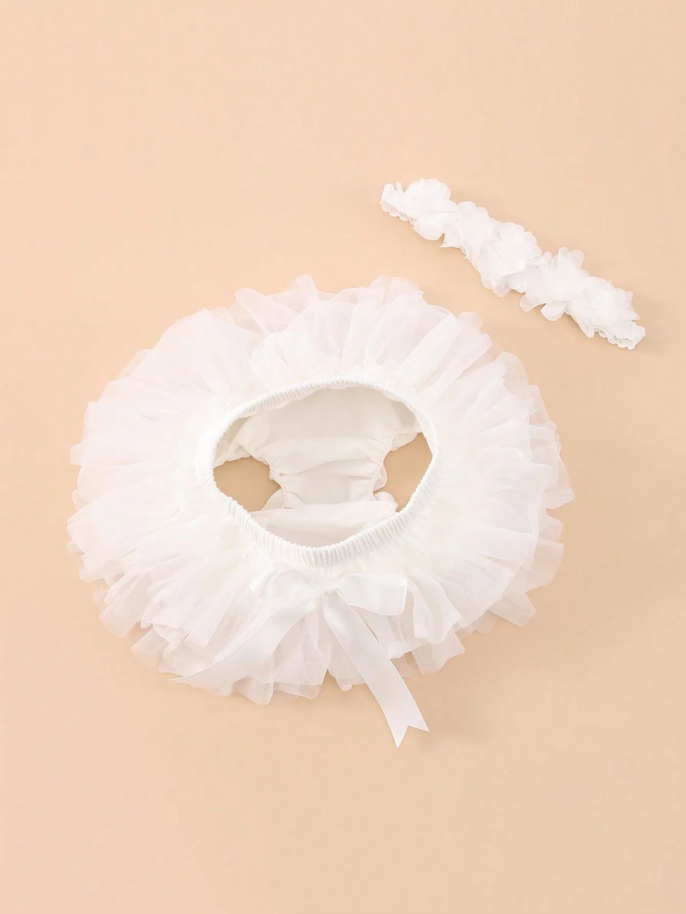 Boutique Baby Girls Tutu Bloomers Diaper Cover Newborn Soft Fluffy Solid Color Tulle Bloomer Skirts and Flower Headband Set