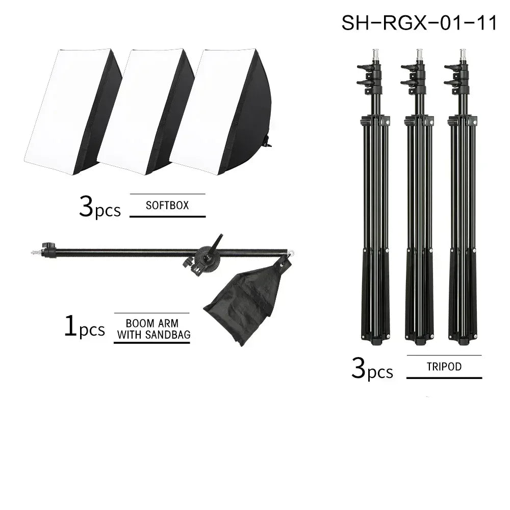 SH 50x70CM Photography Softbox Lighting Kits Professional Continuous Light System Equipment For Photo Studio