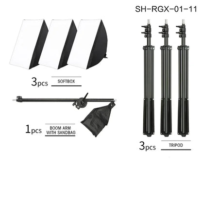 SH 50x70CM Photography Softbox Lighting Kits Professional Continuous Light System Equipment For Photo Studio
