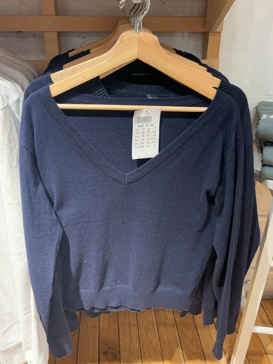 Navy Vintage Sweater Woman Autumn V-neck Long Sleeve Cotton Pullover Solid Simple Streetwear Preppy Style  Sweaters Y2k Jumpers
