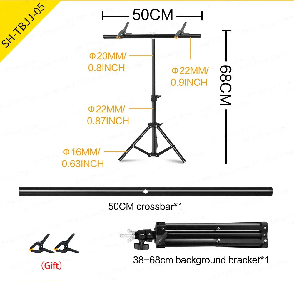 T-shaped Photography Background Stand Adjustable Support System For Photo Studio Green Screen Chromakey Backdrop Accessories