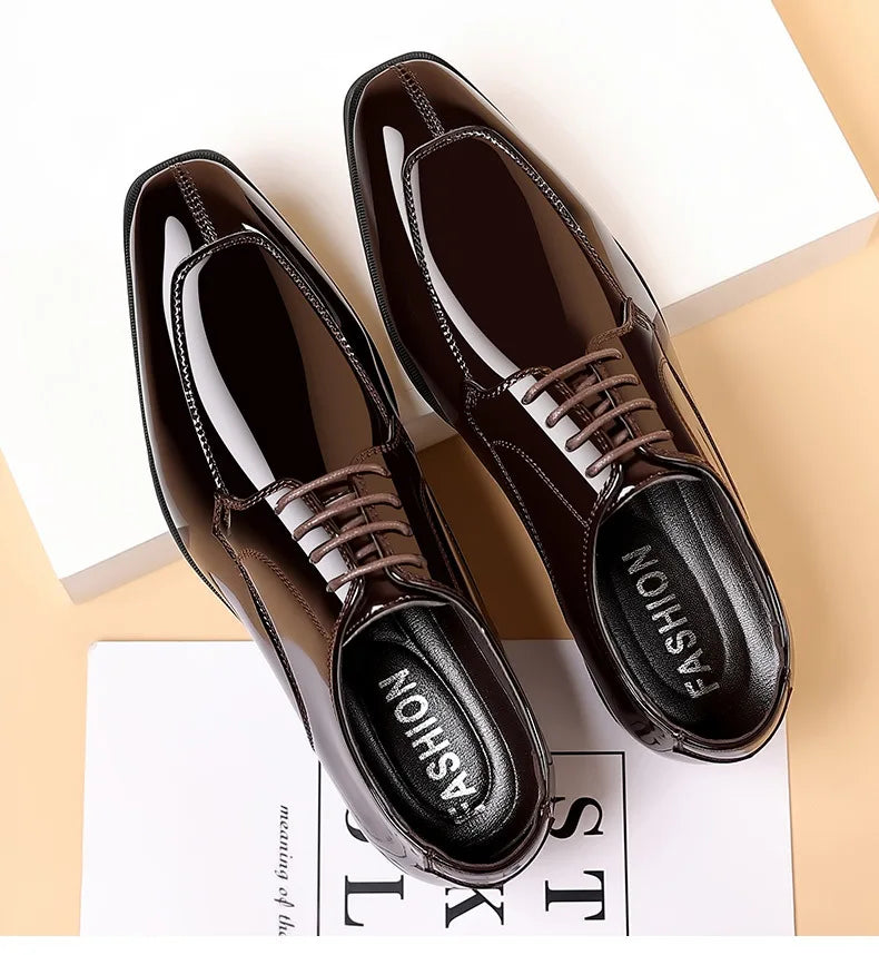 Business Men's Dress Shoes Patent Leather Trend Mens Party Shoe Soft Sole Casual Shoes Plus Size 38-48 Men Shoes High Quality