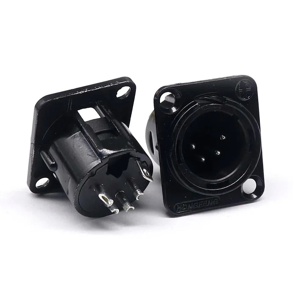 3pin black HF XLR connector 3pin D male female audio microphone socket for 86 panel YS145 YS146 YS145BG YS146BG