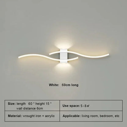 LED Wall Lamp 60/80CM Remote Control Wall Sconce Living Room TV Background Decor Bedroom Kitchen Stair Home Decor Led Lighting