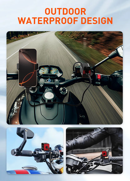 LDNIO Motorcycle USB C Fast Charger PD+QC3.0 60W Waterproof Socket Type C Cell Phone 12V/24V Vehicle-Mounted Charger Adapter