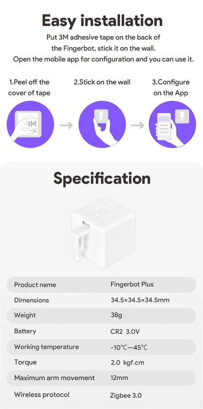 Aubess Tuya WiFi Finger Robot Switch Smart Home ZigBee Mechanical Arm Bot Button Pusher Smart Life Voice Control Alexa Google