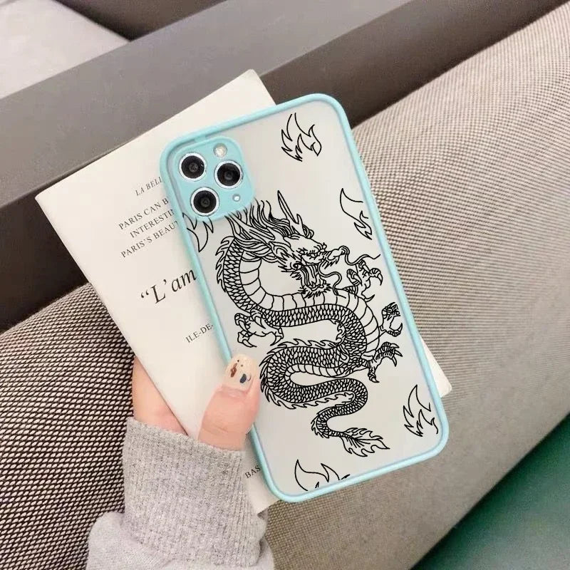 Fashion Purple Dragon Animal Pattern Phone Case For iPhone 16 15 14 13 12 11 Pro Max Mini SE 7 8 Plus Cover Glossy Hard Coque