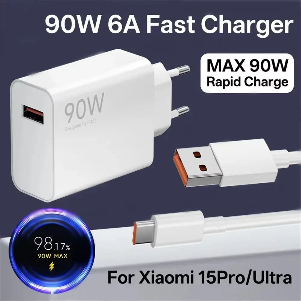 90W Fast Charger For Universal USB Charging Power Adapter USB To Type C Quick Charging Cable Accessories Wall USB Charger