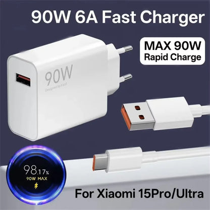 90W Fast Charger For Universal USB Charging Power Adapter USB To Type C Quick Charging Cable Accessories Wall USB Charger