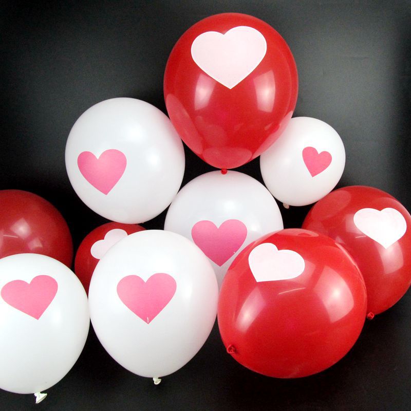 6Pcs Red/White Anniversary Heart Love Spiral Swirl Hanging Garland Balloon Straws for Valentine's Day Wedding Party Decorations