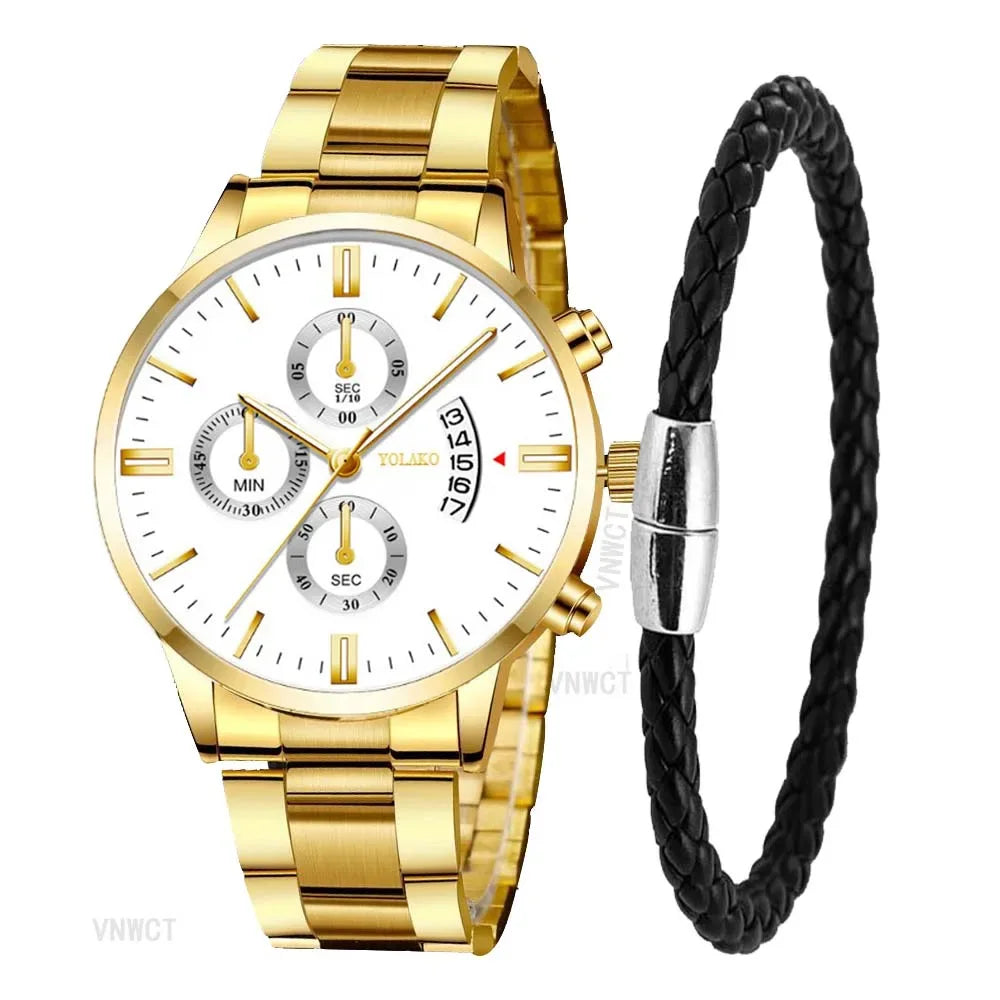 Luxury Men Stainless Steel Watch Calendar Quartz Wristwatch Business Watches Man Clock Relogio Masculino