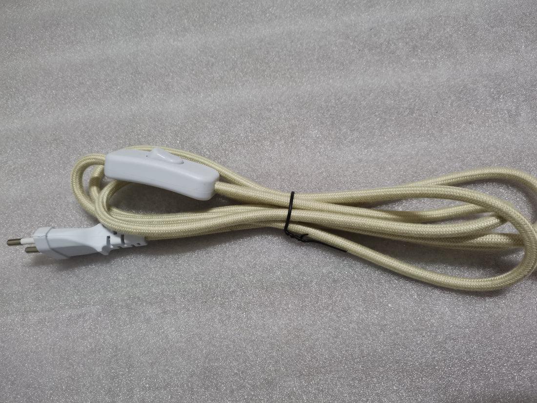 2m AC 220-250V EU Power Cord with Switch Fabric Covered Electrical Power Cable For DIY Table Lamp Cord