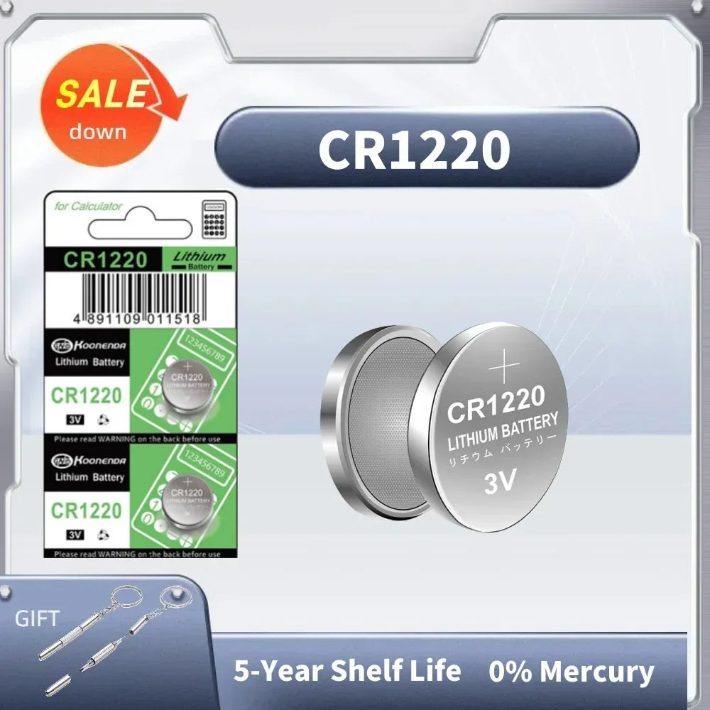 2-10pcs High-Capacity CR1220 LM1220 BR1220 KCR1220 3V Alkaline battery For Toy Watch Car Remote Control Mouse Button Coin Cell