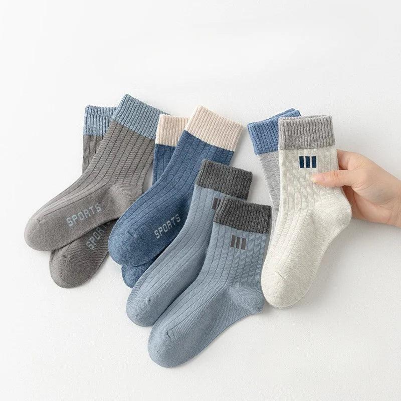 5 Pairs Autumn Fashion Boys Sock for Kids Cute Baby Girl Happy Funny Boat Long Socks White Spring Children's Clothes