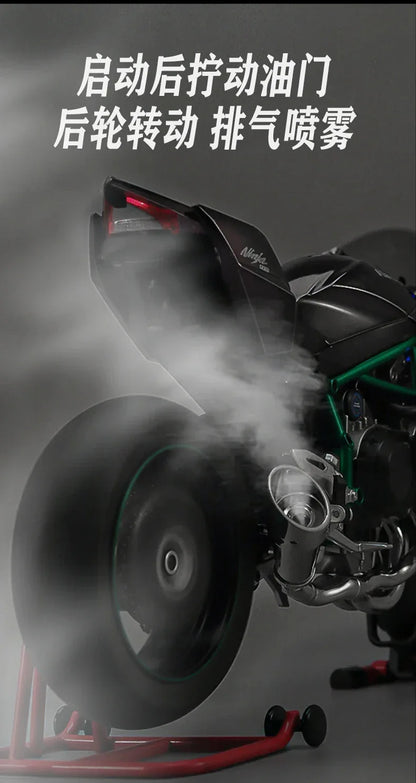 Large 1:6 Kawasaki H2R Bootable Sprayable Dynamic High Precision Alloy Motorcycle Model Diecast Sound Light Christmas Gift Box D