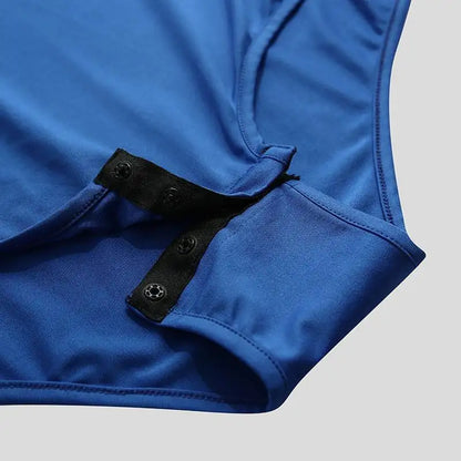 INCERUN Men Bodysuit Solid Color Pajamas Sexy 2023 Breathable Short Sleeve O-neck Rompers Underwear Fitness Men Bodysuits S-5XL