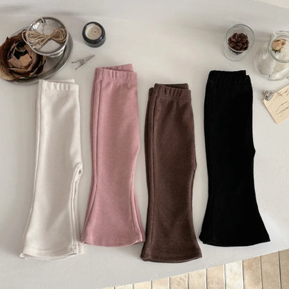 Baby Trousers Spring Loose Solid Color Bell Bottom Pants Newborn Girl Stretch Trousers Autumn Toddler Girl Clothes