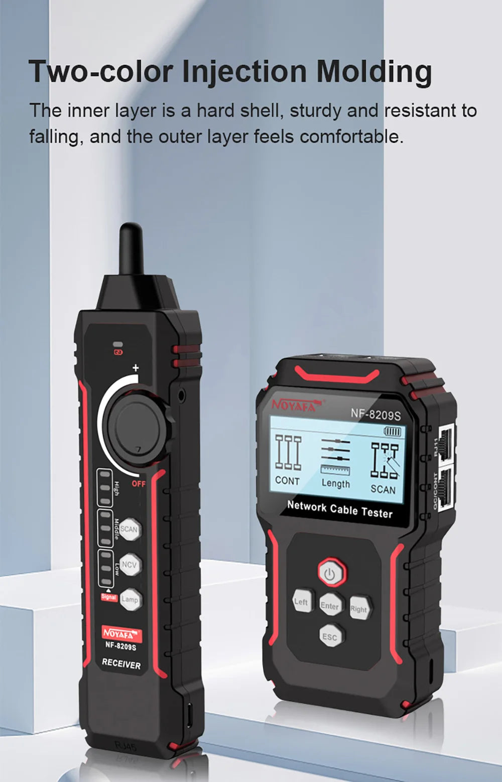 NOYAFA NF-8209S Network Cable Tester Cable Tracker Cat5 Cat6 PoE Tester Detect Length Continuity Test with NCV & Lamp