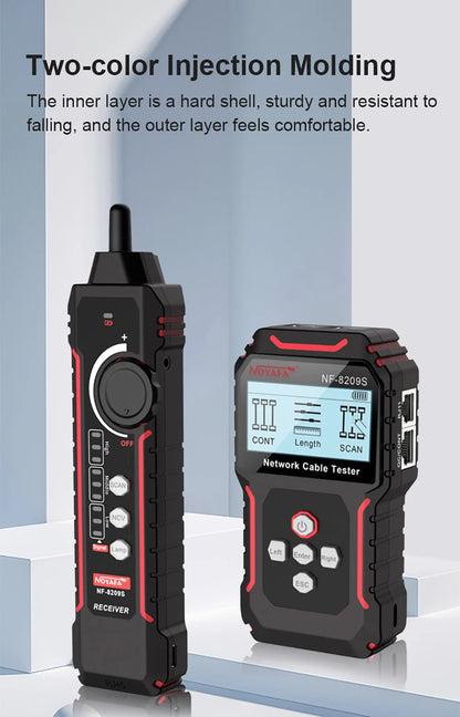NOYAFA NF-8209S Network Cable Tester Cable Tracker Cat5 Cat6 PoE Tester Detect Length Continuity Test with NCV & Lamp