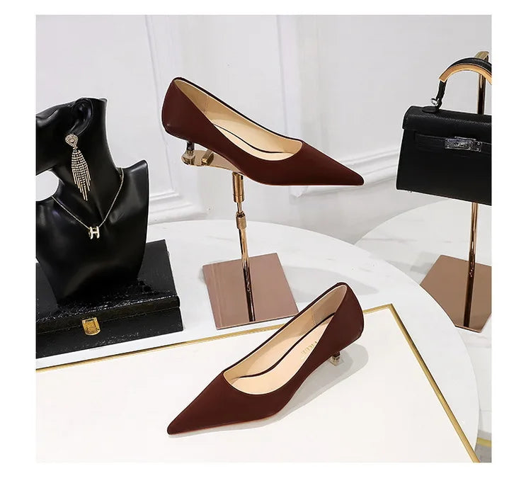 BIGTREE Shoes Women 4.5 Cm Heels Pointed Toe Woman Pumps Fashion Kitten Heels Large Size 34-43 Sexy Mid Heeled Female Shoes 2026