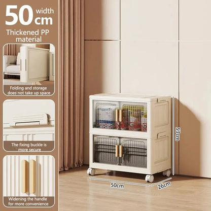 Multi-Functional Folding Storage Cabinet with Doors for Home Office Kitchen Bathroom Organizer White Black Gray