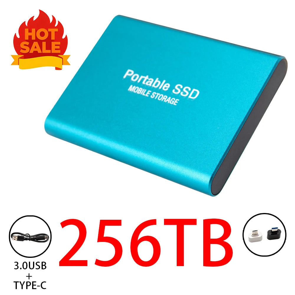 Highly cost-effective external hard drive, durable, efficient, and portable, with 256TB high-speed USB 3.1 Type C