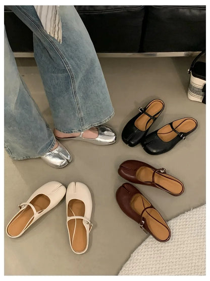 Women Tabi Ninja Slippers Brand Mules Soft Microfiber Comfy Flats Fashion Split Toe Slides Casual Loafer Shallow Ballerina Mujer
