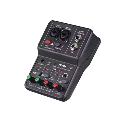 2 Channels Professional portable Audio Interface sound card console mini USB MIXER for Guitar Recording Studio Singing Q12