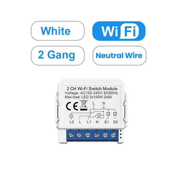 AVATTO WiFi Smart Light Switch Module，1/2/3/4 Gang DIY Breaker Neutral Wire Control Works With Tuya Alexa, Google Home