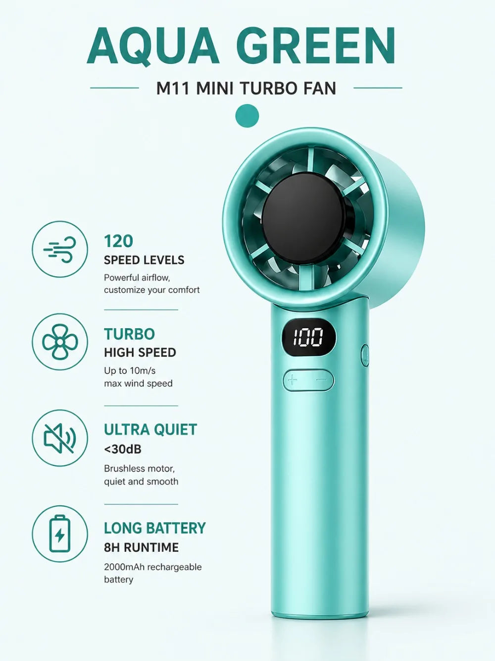 Xiaomi MIJIA Portable Fan Handheld 120 Speed Mini Bladeless Desktop Fan Rechargeable Instant Cooling With Ice Mode For Men Women