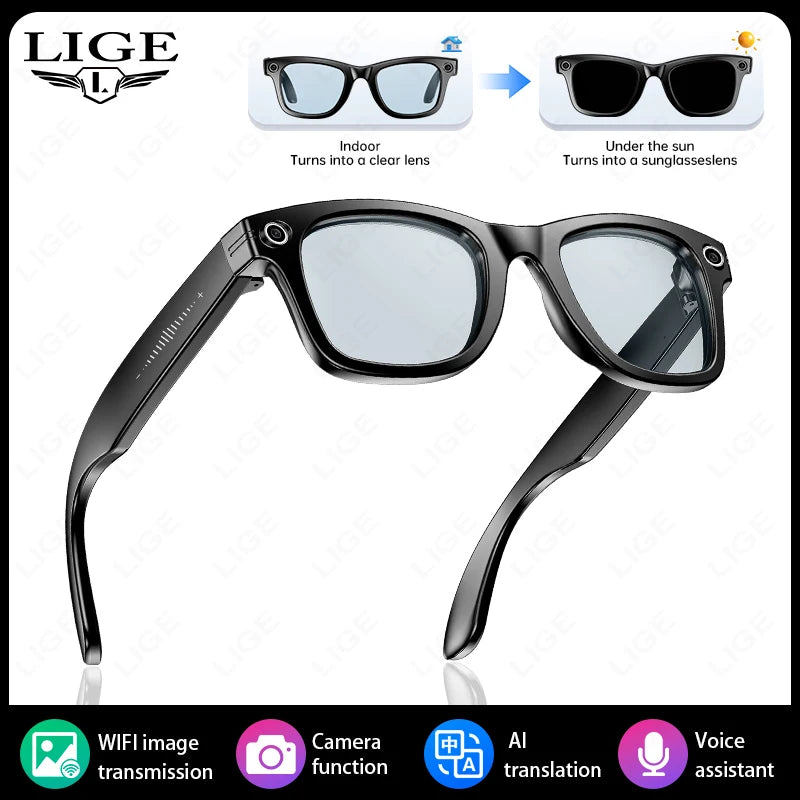 Lunettes intelligentes 8 mégapixels, enregistrement vidéo, reconnaissance photo IA, traduction des réponses, batterie 270 mAh, étanche IP65, Bluetooth