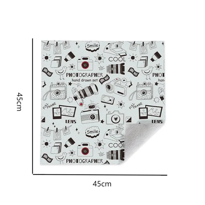 Protective Wrap Soft Cleaning Cloth for Camera Lens Tablet Dustproof Self Adhesive Lens Wrapping Foldable Cloth Camera Bag