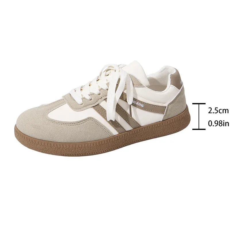 White Platform German Training Shoes Women 2026 Spring Non Slip Thick Sole Casual Sneakers Woman Lace Up Sport Shoes Flats Mujer