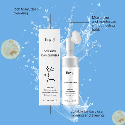 Collagen Facial Cleanser Mousse Deep Cleansing Skincare Controls Oil Moisturizing Firming Face Wash Foam Cleanser Skin Care