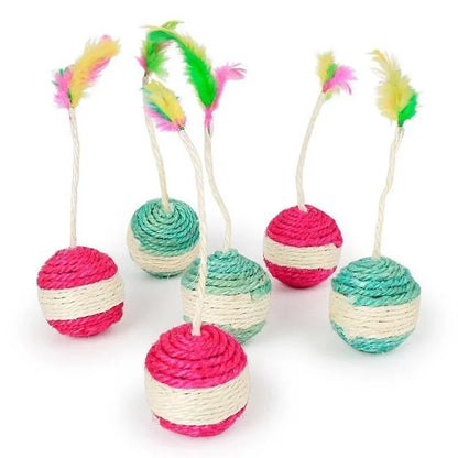 1Pc Cat Toy Sisal Scratching Ball Training Toy for Kitten Pet Cat Supplies Feather Toy Cat Toys Interactive Pet Products