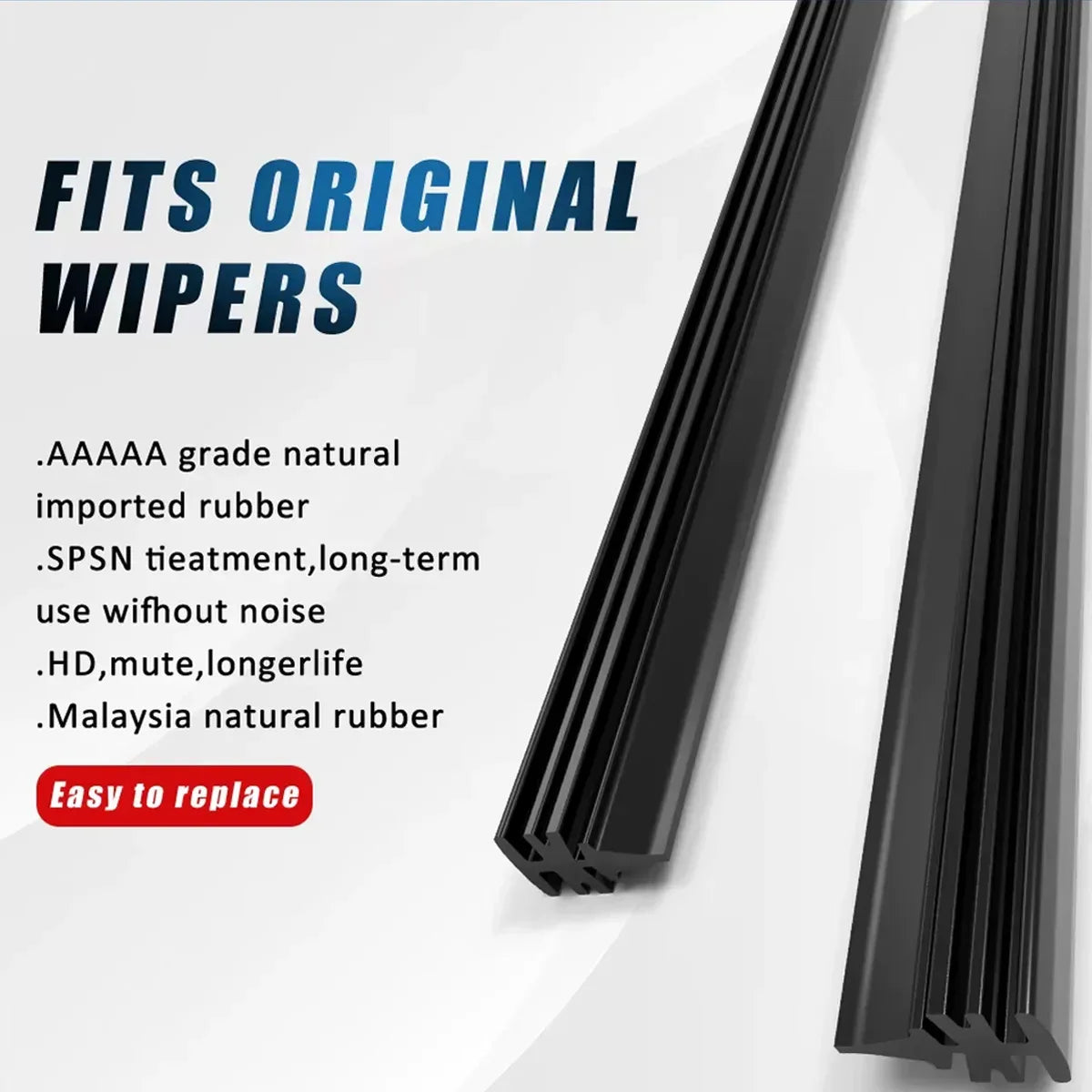 6mm Car Wiper Blade Replacement Strip Boneless Rubber Strip Frameless Wiper Rubber Strip Accessory 26 "28" 30 "32" Inch 2PCS