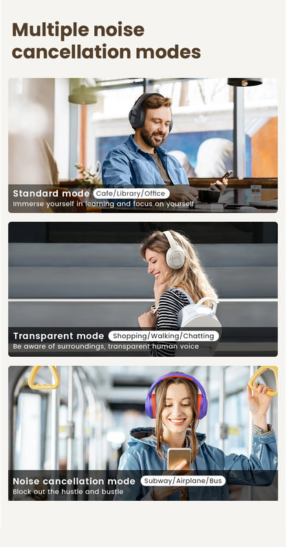 HAYLOU S35 ANC Wireless Bluetooth 5.2 Headphones 42dB Over-ear Noise Cancellation Headsets 40mm Driver 60H Playtime Earphones