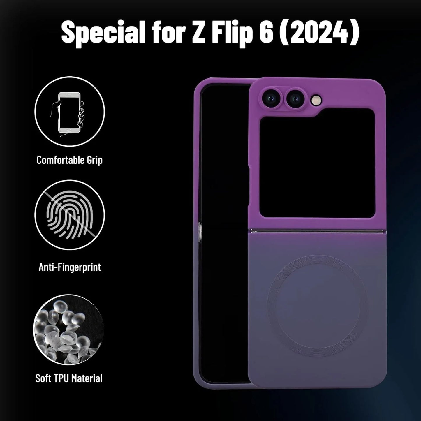 Luxury Gradient Case for Samsung Galaxy Z Flip 8 7 6 5 4 3 Soft Silicone Magnetic Charging Cover for Samsung ZFlip 6 7 8