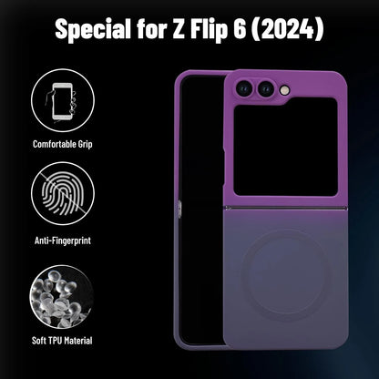 Luxury Gradient Case for Samsung Galaxy Z Flip 8 7 6 5 4 3 Soft Silicone Magnetic Charging Cover for Samsung ZFlip 6 7 8