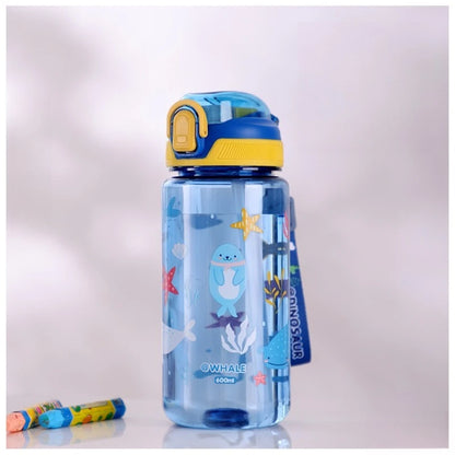 Dinosaur Themed Camping Bottle For Water Drinking Cup With Straw 600ml BPA Free Leakproof Kids Sports Bottle Lightweight Durable