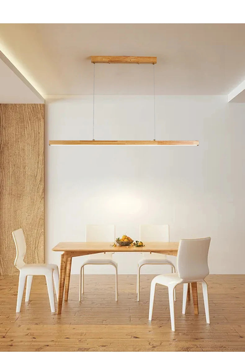 Modern Hanging Chandelier For Dining Room Kitchen Shop Long Table Wooden Chandelier Pendent Lamp Minimalist Design Led Lighting