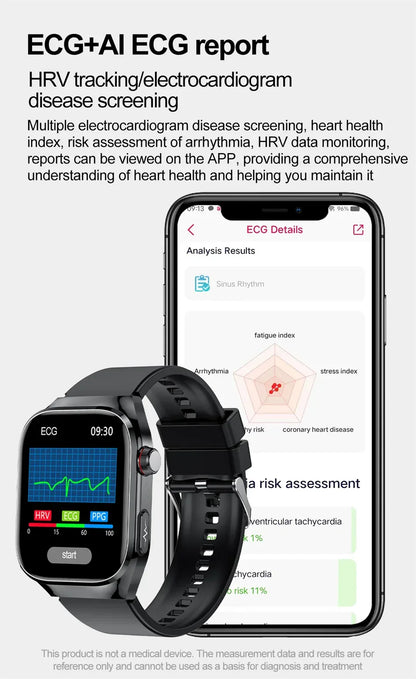 2026 New Professional-Grade Smart Watch Men ECG+PPG Uric Acid Body Fat Health Analysis IP68 Waterproof AMOLED Smartwatch Women