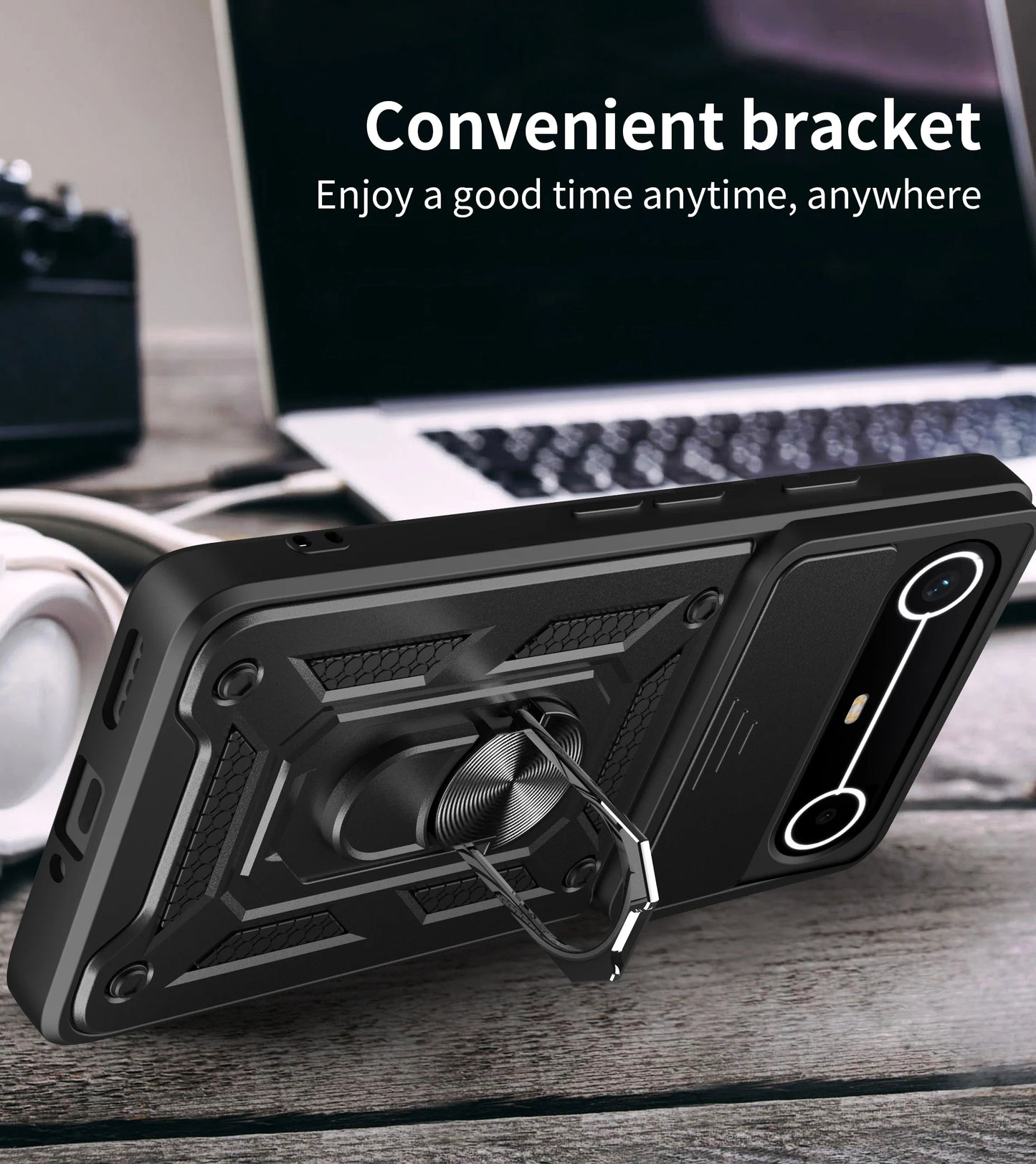 Slide Camera Cover for Tecno Spark Slim 4G Pova Slim 5G Case Ring Kickstand Holder Full Protective Shockproof Phone Capa Funda